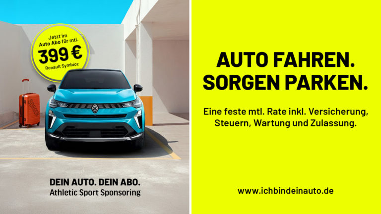 Athletic Sport Sponsoring: Auto fahren. Sorgen parken.
